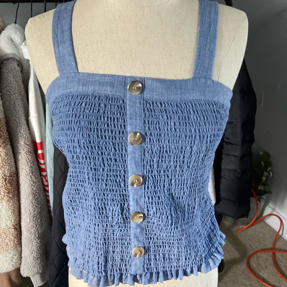Cropped Blue Tank Top